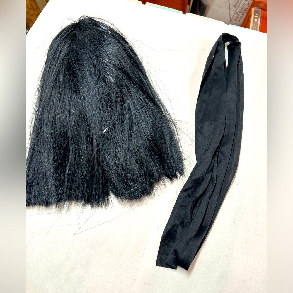 Black Halloween wig with head scarf Egyptian wig